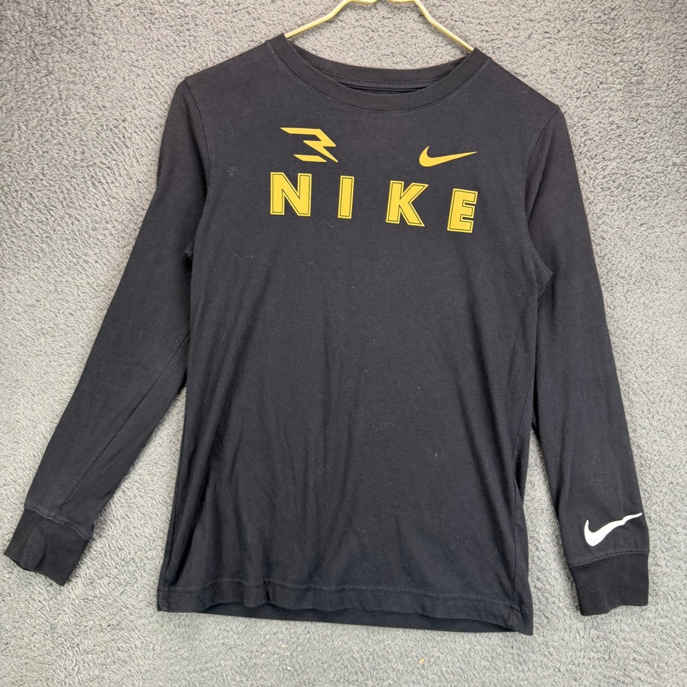 Nike 3Brand Russell Wilson Boys Large L Black Gold Long Sleeve Graphic T-Shirt